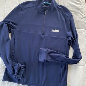 Prince Pickleball Solid Blue Men's Pullover 1/4 Quarter Zip Medium M Longsleeved